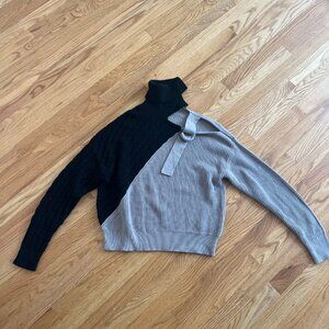 525 Revolve sweater turtleneck black and gray buckle detail